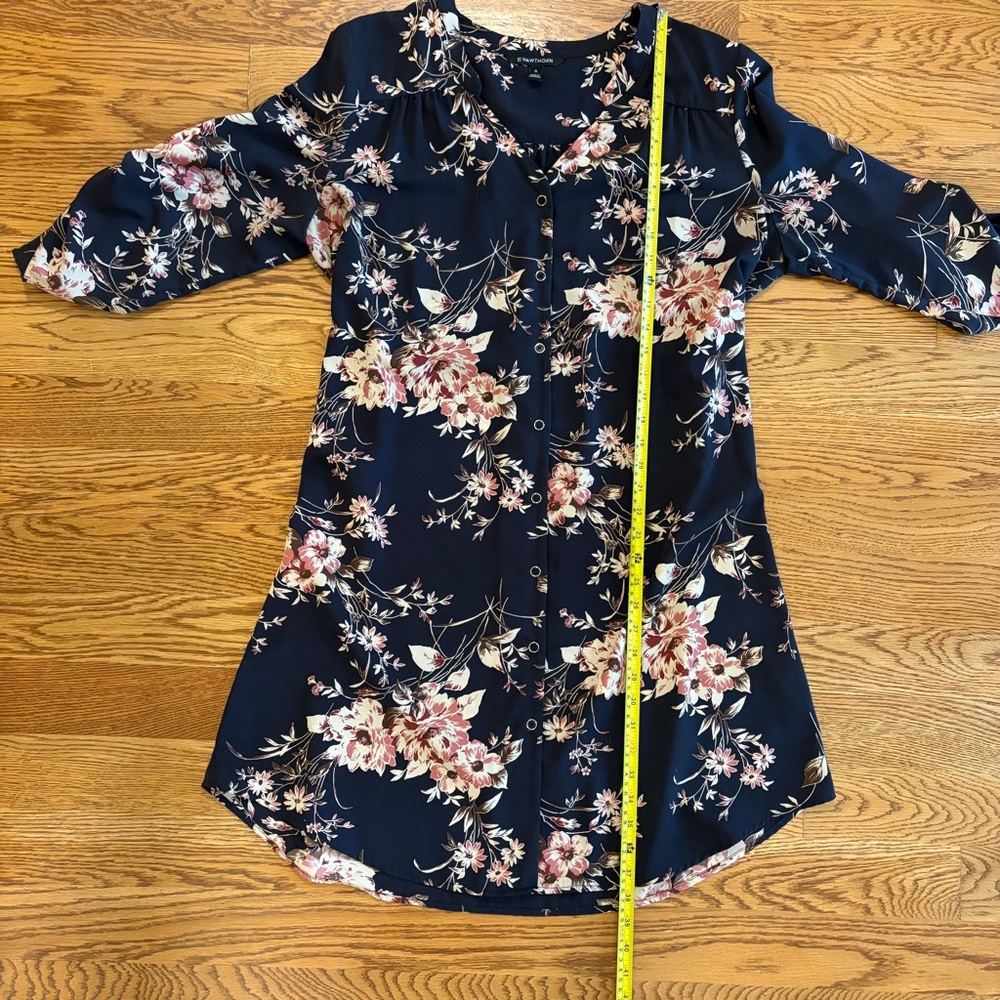 41 Hawthorn Navy Floral shirt dress - Picture 3 of 6